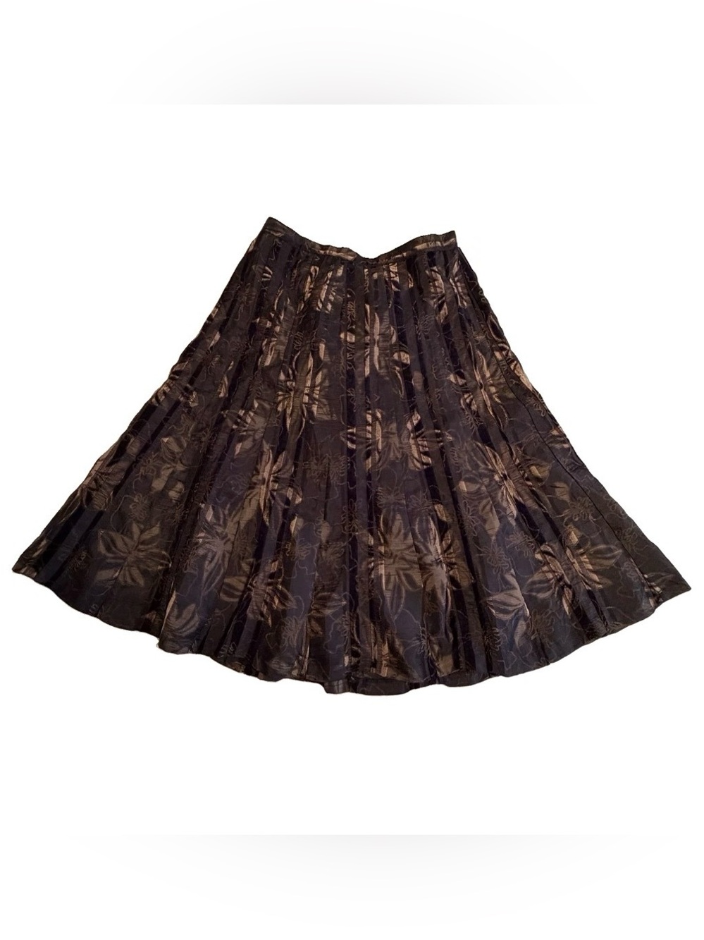 Coldwater Creek Skirt Womens PS Jacquard Pleated Satin Midi Lined Whimsigoth NWT